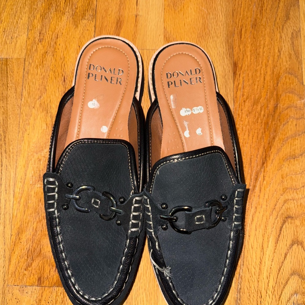 Donald J. Pliner Black and Tan Men's Slip-On Loafers